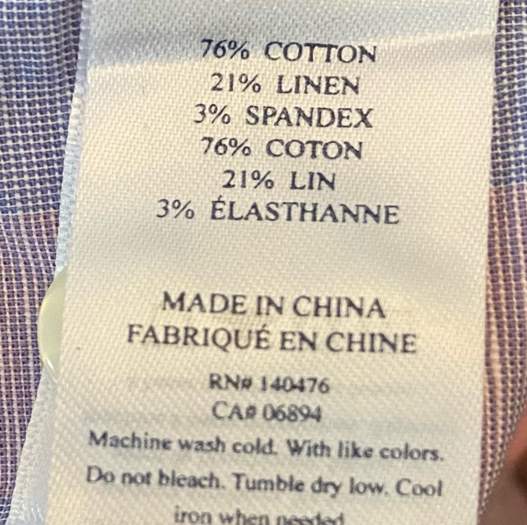 Faherty check pattern linen blend button down men… - image 8