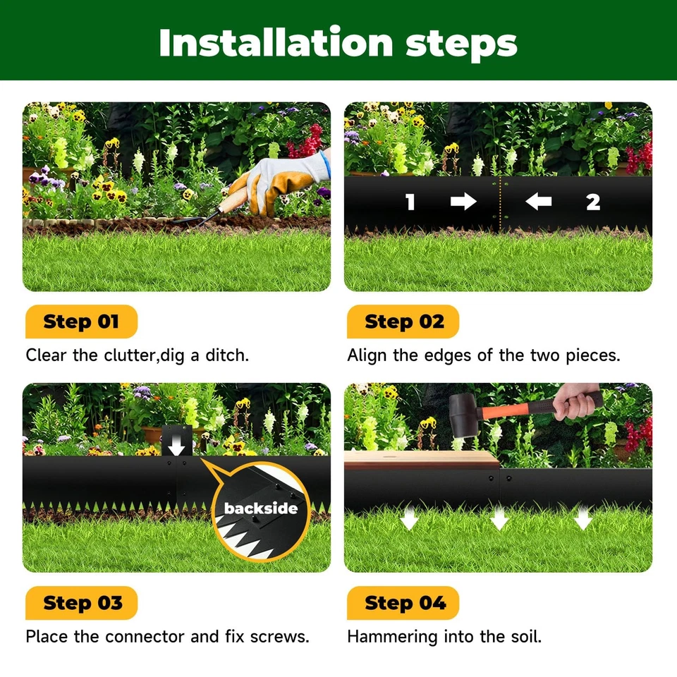 Bordes de jardín de acero con protección de flexión superior borde de paisaje de metal acero L... Foto 3 de 4