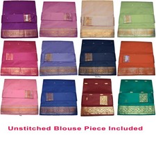 Beautiful Benaras Handloom Art Silk Saree Woven Buti and Borders Multiple Colors