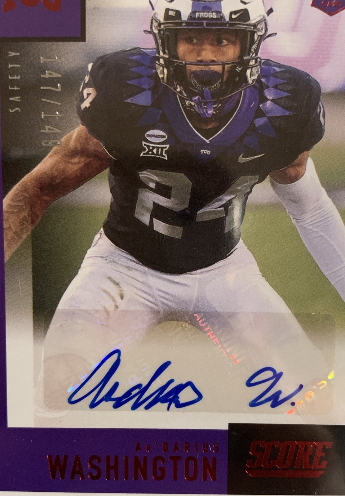 2021 Chronicles DP Rookie Autographs Ar’Darius Washington SA-ADW Red/149 (AU, RC