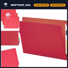 End Tab File Folders, Reinforced Straight-Cut, Letter Size, Red, 100 Pack