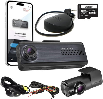 Q200 Dash Cam Front and Rear, Wifi, WDR, Speed Red Light Alerts, ADAS, 256GB Max
