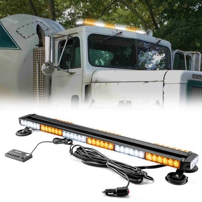 38in LED Strobe Light Bar Emergency Beacon Rooftop Warning Flashing Amber White