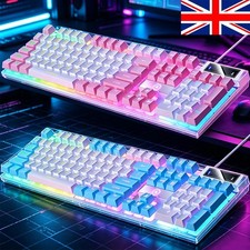 Pro Gamer Gaming Keyboard LED Backlit USB Wired Keypad for PC Laptop Computer UK