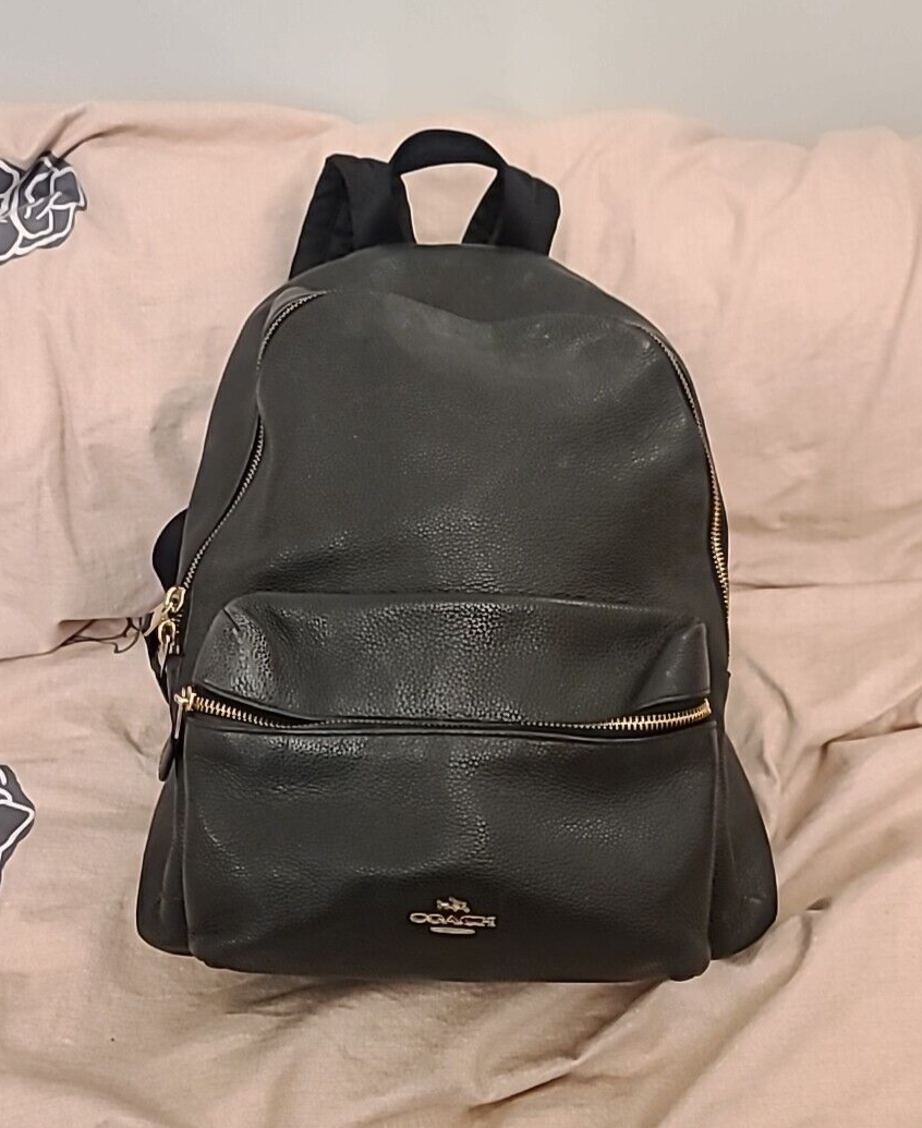 Coach West Backpack black Saddle Pebble leather men women mens