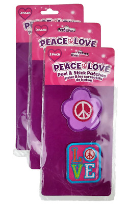 6 Floral Peace Sign Love Patches Peel Stick Retro Hippie 2'' Craft Apparel Jeans