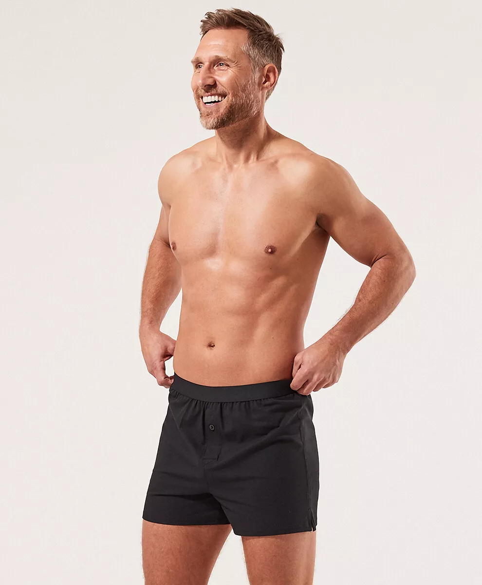 PACT L32409 Men's Black Organic Cotton Knit Boxers Size Small