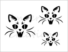 Evil Cat Face Stencil 3 Sizes Halloween Cookie 8.5" x 11" Reusable Sheet S791