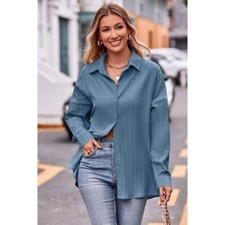 Slit Dropped Shoulder Longline Shirt