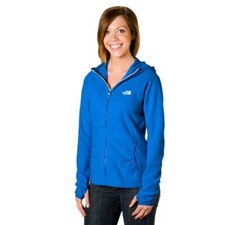 The North Face Womens Blue Fitted Full Zip Hooded Jacket Thumbholes Sz Medium