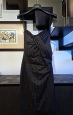 DOLCE & GABBANA - GREY WOOL PINSTRIPE BUSTIER DRESS SIZE 44