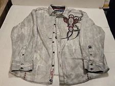 Roar Men's Strength Refined Embroidered Cargo Button Shirt XXL