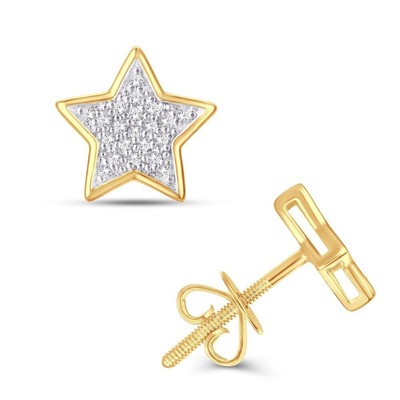 Diamant Stern Ohrstecker 10k Gelbgold Schraubverschluss