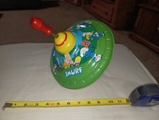 Ohio Art 1982 Smurf Tin Spinning Top Toy
