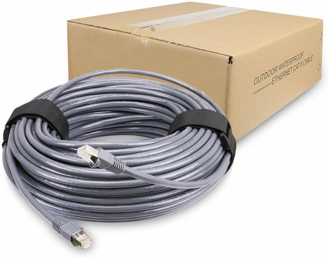 50FT Cat6 Direct Burial Grounded Outdoor UV Solid Network