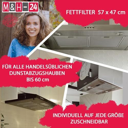 M&H-24 Dunstabzugshaube Flachfilter Universal Zuschneidbar mit  