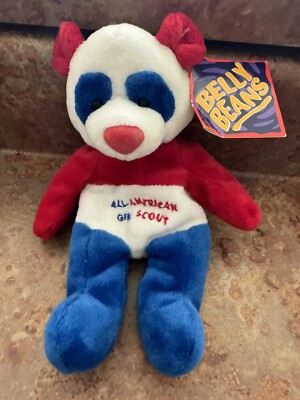 NWT Vintage Girl Scout Beanie Bear 6'' Plush Red White Blue Mary Meyer American