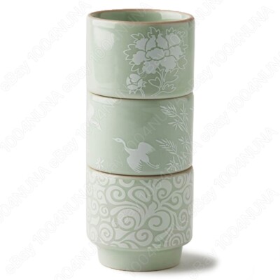 Korea Goryeo Cup SET Celadon Ceramic Tea Soju Alcohol Shot Glass Sake for Gifts