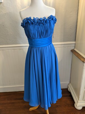Mori Lee Royal Blue Chiffon Dress Sz 7/8 Homecoming Bridal Formal | eBay