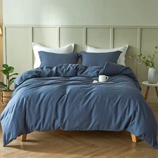 Simple&Opulence French Linen Duvet Cover Set 68" x 86"- 2 Pieces (1 Comforter...