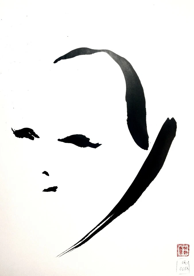 Oswald Boston encre sur papier facecalligraphy ink on paper num 65 29,7cm/42cm - Photo 1/1