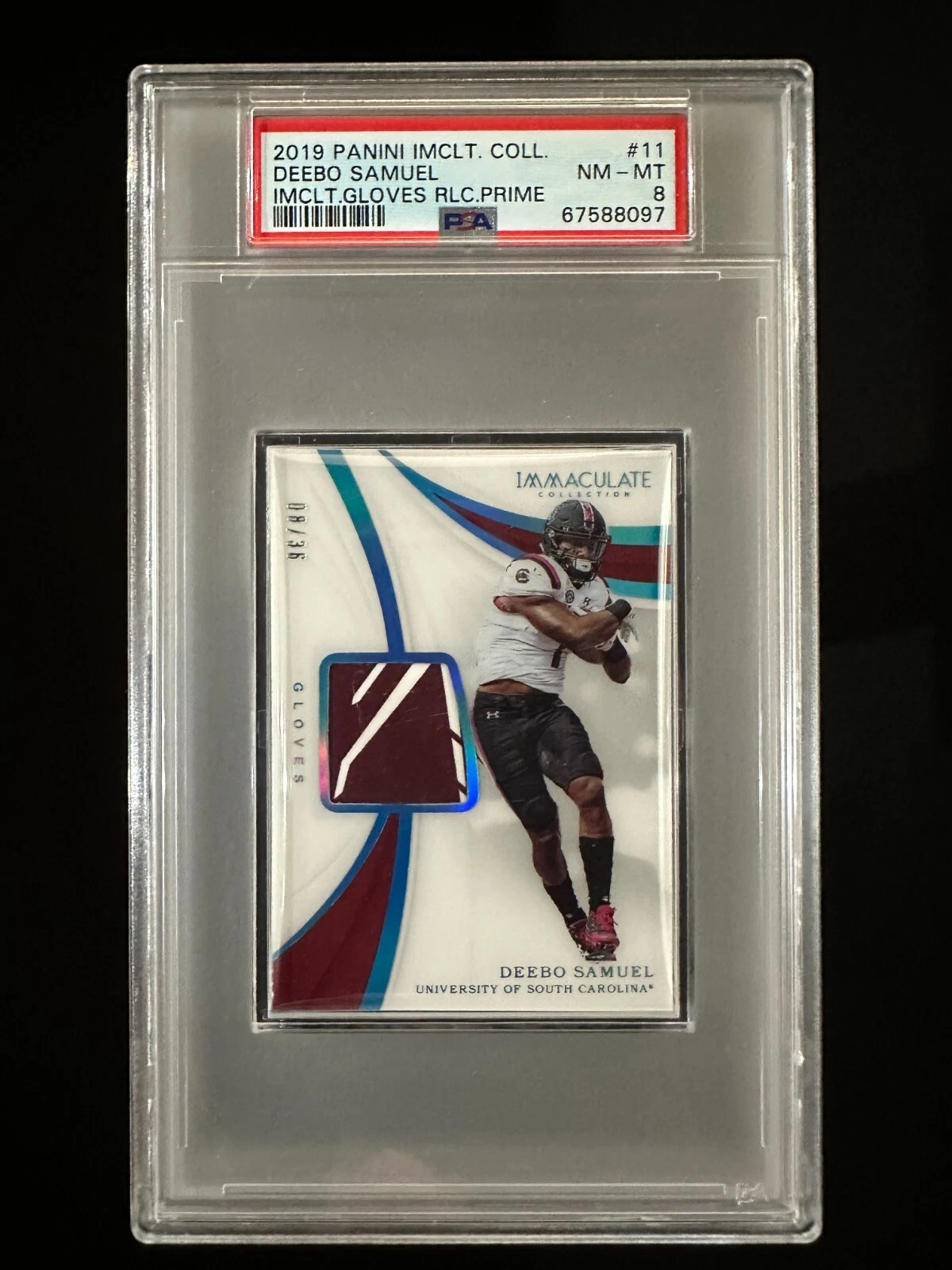 Deebo Samuel Panini Immaculate Collegiate Immaculate Gloves Relics #11 Prime