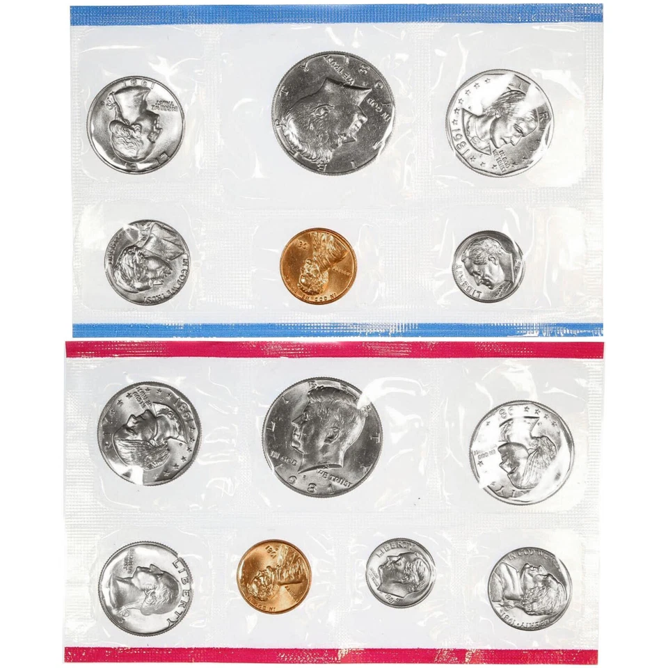 Juego de acuñación de Estados Unidos 1981 ~ 13 monedas ~ P & D ~ embalaje gubernamental sin circular OGP Foto 2 de 3