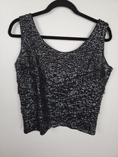 Vintage Hand Full Fashioned Hand-Beaded Sequin Sleeveless Tank Top Shell Sz M
