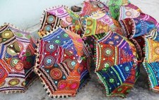 Indian Hand Embroidered Wedding Umbrellas Hippie Boho Sun Shade Cotton Umbrellas