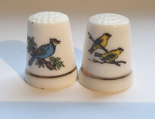 Porzellan Fingerhut Vogel, Singvogel 2x
