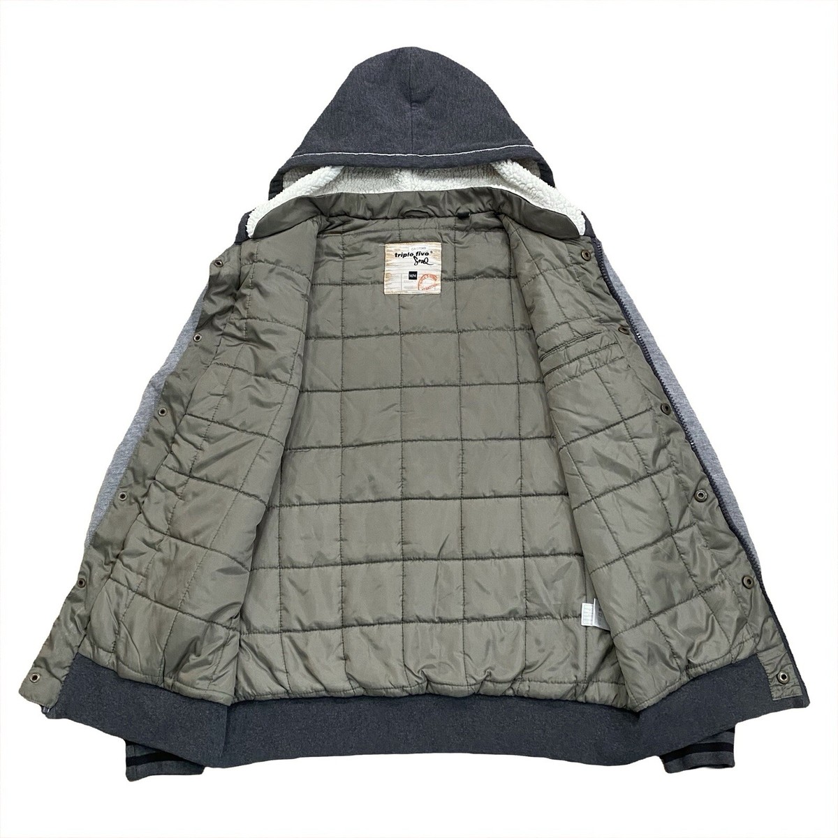 Triple Five Soul Sherpa & Quilted Lined Distressed Zip Hoodie