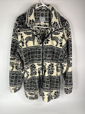 PENDLETON Native Pattern Fleece Jacket Blouson Animal White Unisex Large