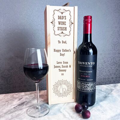 Fancy Borders Weinvorrat Papa Vatertag 1 Flasche personalisiert Wein Geschenkbox