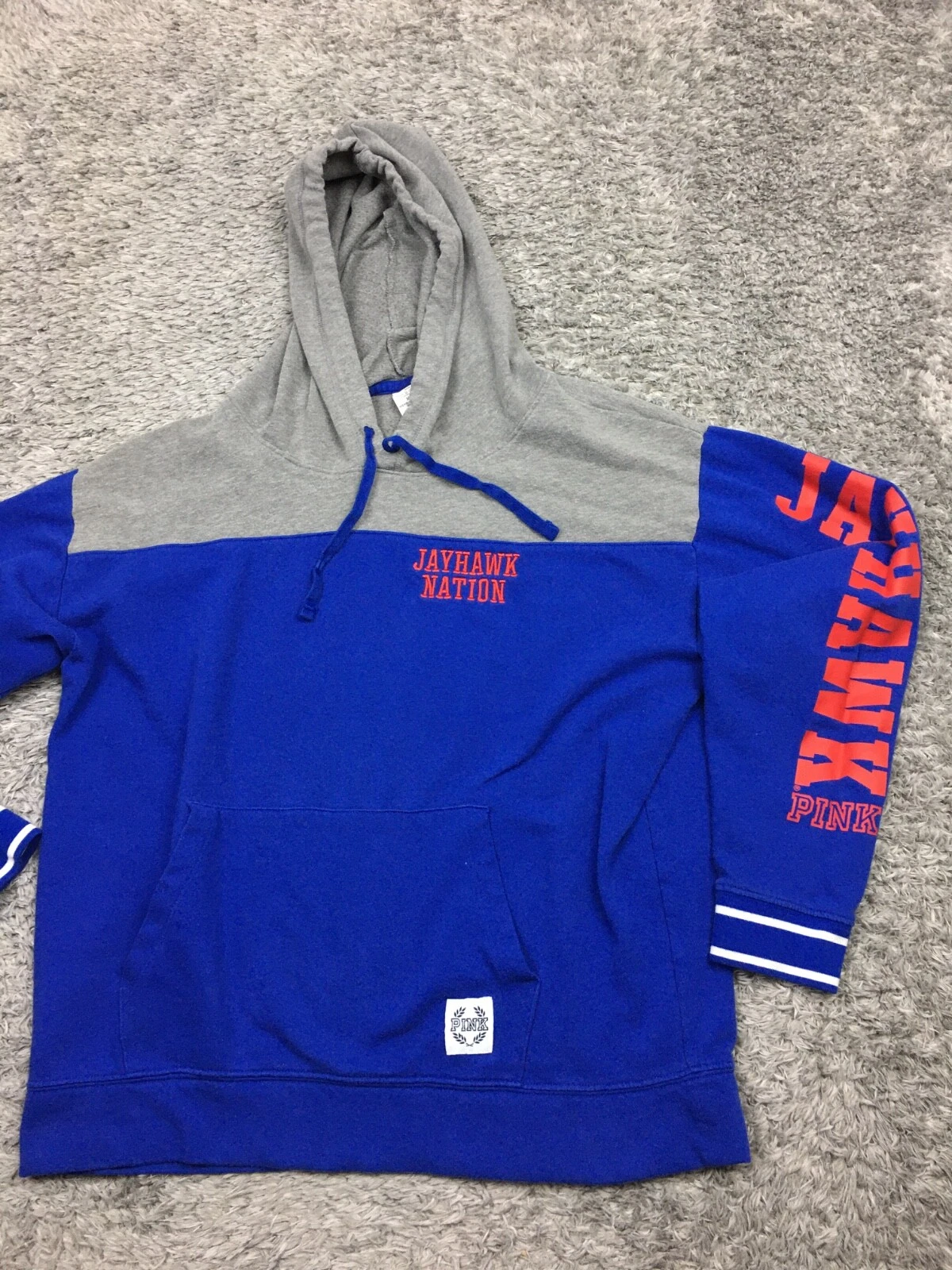 UNDERCOVER Felpa con cappuccio KU Kansas Jayhawks donna taglia media blu grigio Victoria's Secret