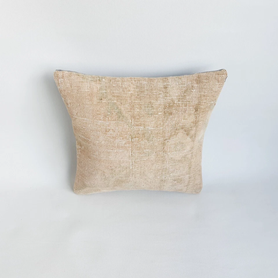 Ethnic  Oushak Carpet Rug Pillow Cover , 16x16 Anatolian Rug Pillow case - Image 2 of 4