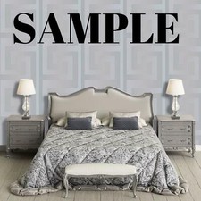 Image of Silver Versace Wallpaper Greek Key Luxury Modern Satin Paste The Wall SAMPLE