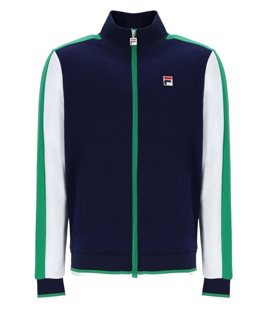 Giacca da pista FILA retrò con cerniera casual colore blocco top bivanna taglia small