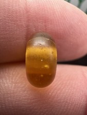 Older antique golden glass fake Amber rounded disc bead 10.8 x 5.6 mm heirloom