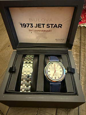 Bulova Jet Star Limited Edition Quartz 40mm Silver Dial Date Box Papers Set