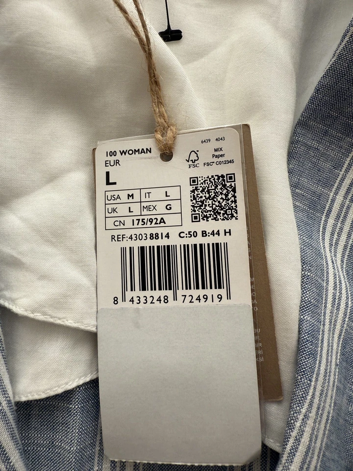 MNG Linen Blend Striped Womens Blazer Size Size L New With Tags - Image 2 of 4