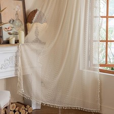 Boho Curtains for Living Room 84 Inches Long Lace Curtains with Tassels 2 Pan...