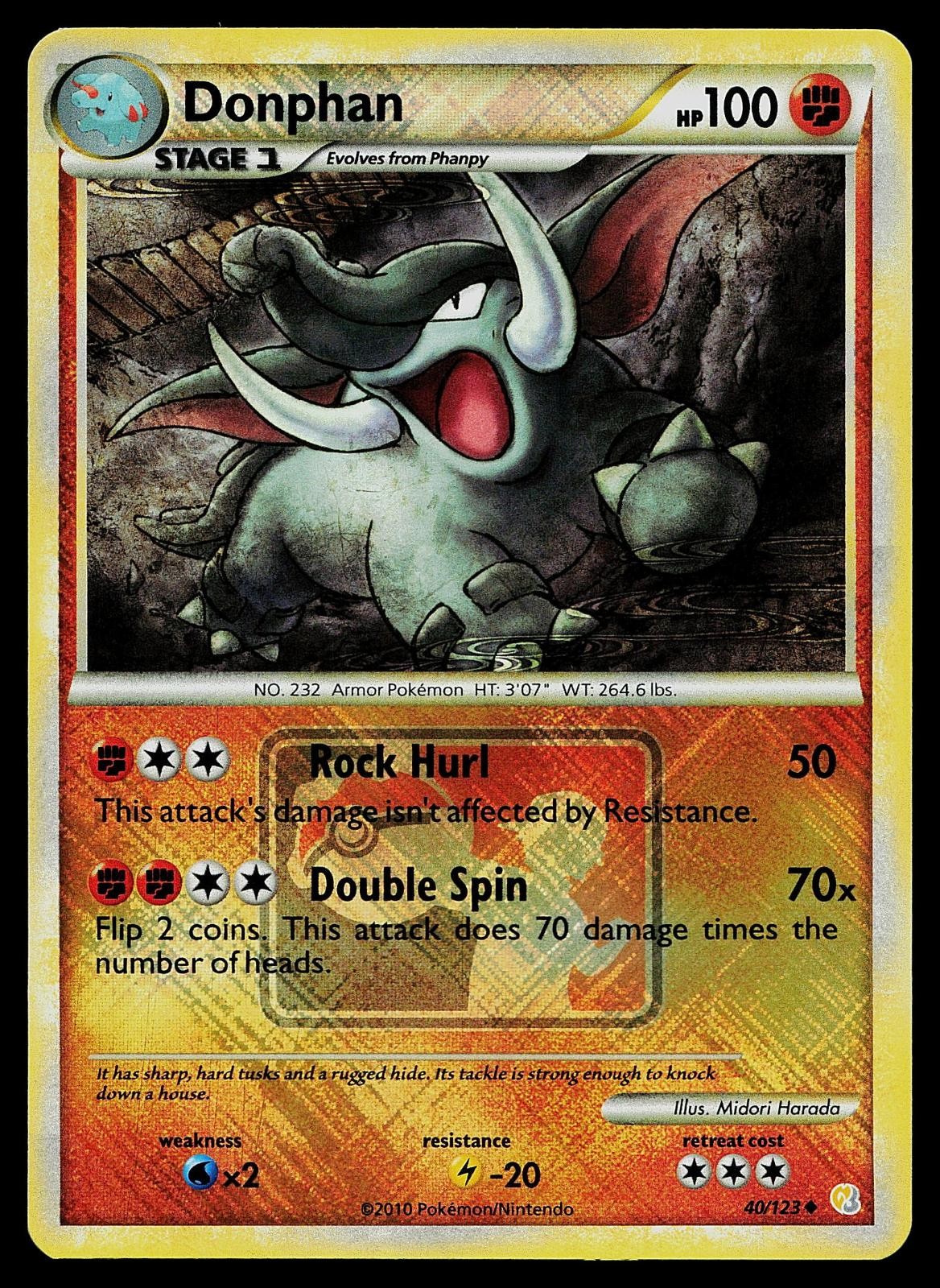 Pokemon Card - Donphan (League Promo) Crosshatch 40/123 Holo Reverse Holo Promo