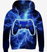 Boys Hoodies 3D Graphic Cool Hooded Pullover Sweatshirt Kids Gamer Blue sz 14-16