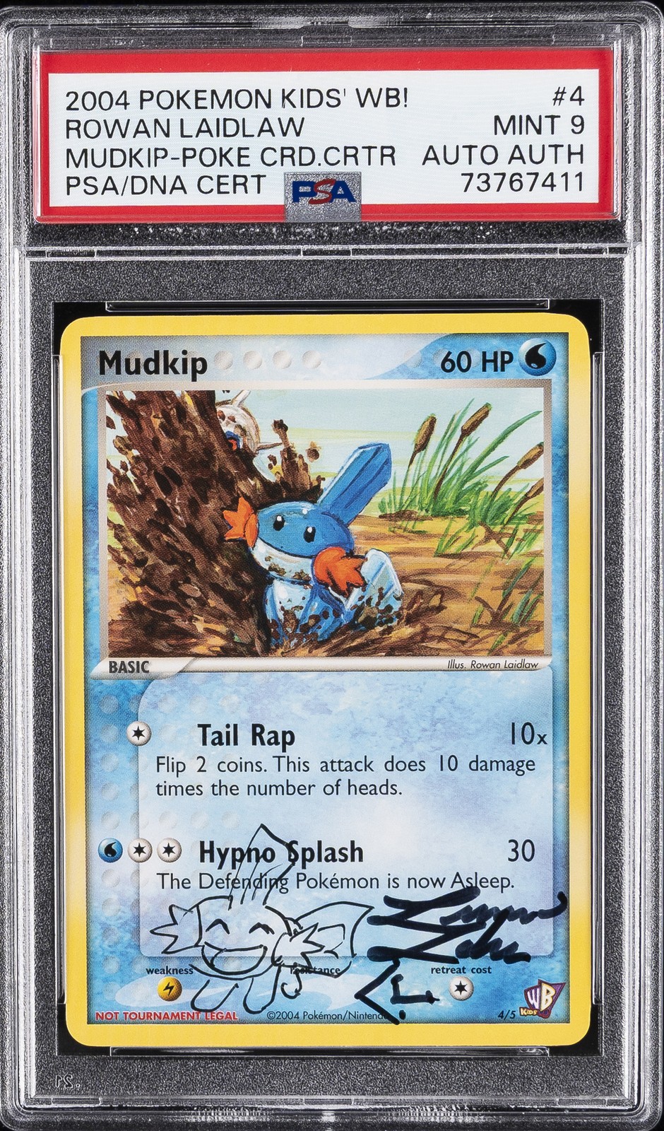 2004 POKEMON KIDS' WB! POKE CARD CREATOR #4 MUDKIP PSA 9 AUTO AUTHENTIC