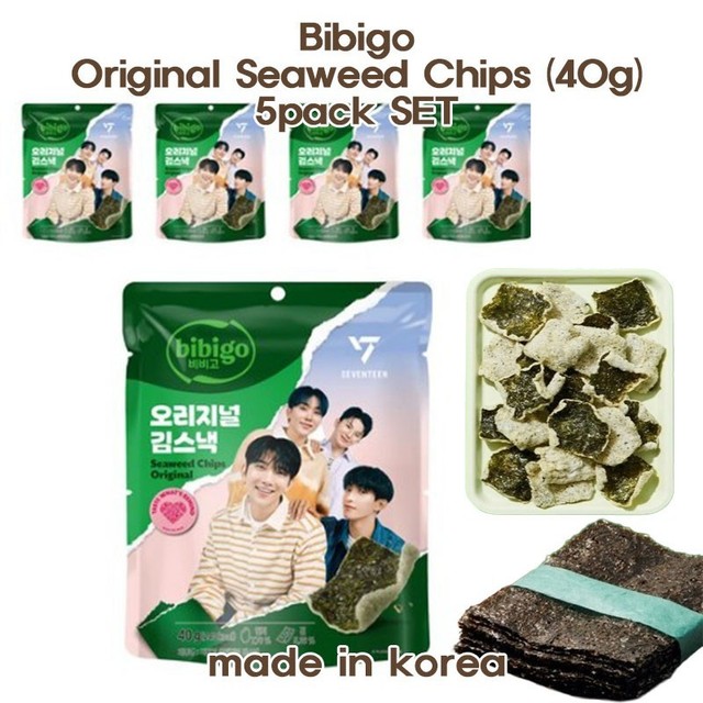 Bibigo Original Seaweed Chips (40g) 5pack SET Seventeen Packaged made in Korea