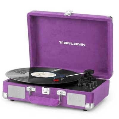Velvet Record Player with Speakers, Bass/Treble Control, Purple | Violet