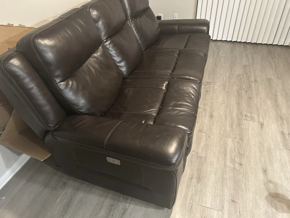 Sofá reclinable eléctrico de 3 plazas marrón Foto 3 de 4