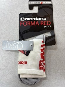 Giordana FR-C Mens Socks; Mid-Cuff; White/Red; (S)