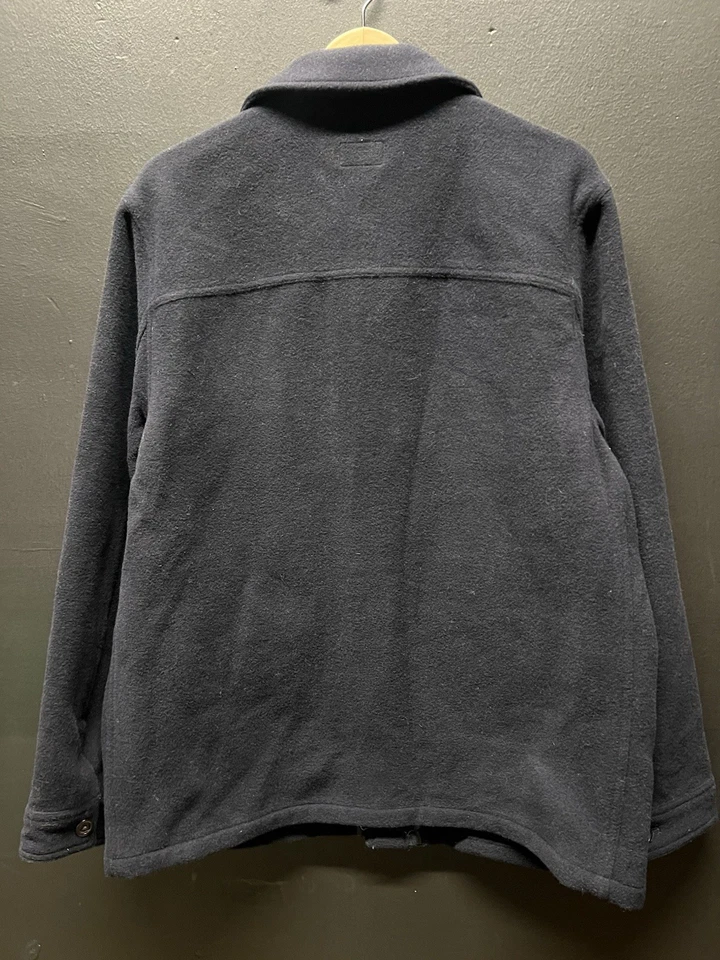 J Crew Jacket Mens Large Navy Wool Cruiser Pockets Button Front Blue - Image 4 of 4