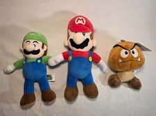 Nintendo Super Mario Bros Plush Soft Toys Lot of 3 Mario Luigi Goomba